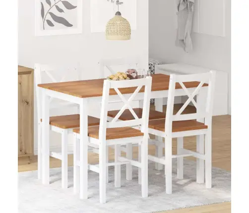 Valgomojo Baldų Komplektas, 5D., Rudos Ir Baltos Spalvos