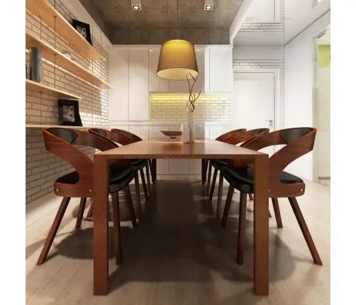 Valgomojo Kėdės, 6Vnt., Rudos, Dirbtinė Oda