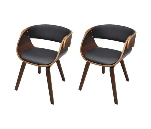 Virtuves Krēsli, 2 Gab., Liekts Koks Un Mākslīgā Āda, Brūns Vidaxl