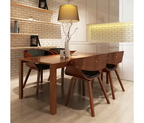 Söögitoolid 4 Tk, Pruun, Painutatud Puit Ja Kunstnahk