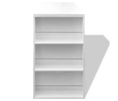 Bāra Galds Ar Vīna Pudeļu Statīvu, Spīdīgs, Balts Mdf  Vidaxl