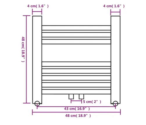 Dvieļu Žāvētājs Centrālajai Apkurei, 480 X 480 Mm, Taisns