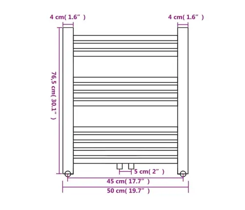 Dvieļu Žāvētājs Centrālajai Apkurei, 500 X 764 Mm, Taisns