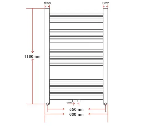Dvieļu Žāvētājs Centrālajai Apkurei, Izliekts, 600 X 1160 Mm