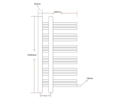 Dvieļu Žāvētājs Centrālajai Apkurei, E- Forma, 600X1200 Mm