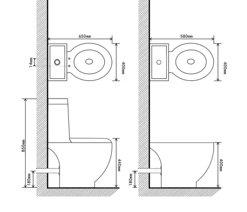 Tualeto Ir Bidė Komplektas, Pastatomas, Baltas, Keramika