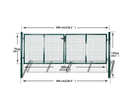 Dārza Sieta Vārti, Durvju Sienas Reste, 306X75 Cm Vidaxl