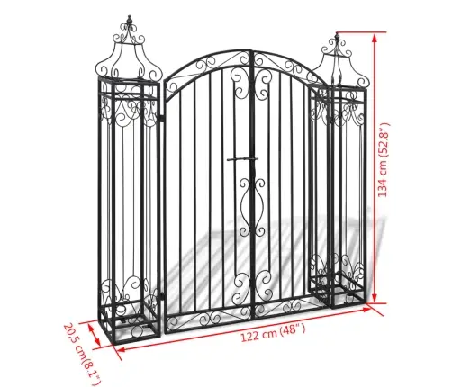 Ornamentidega Aiavärav Sepistatud Rauast 122 X 20,5 X 134 Cm