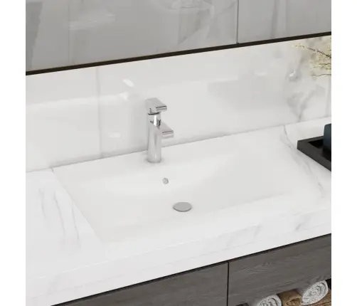 Keraamiline Valamu, Kandiline, Valge, Kraani Avaga, 60 X 46 Cm