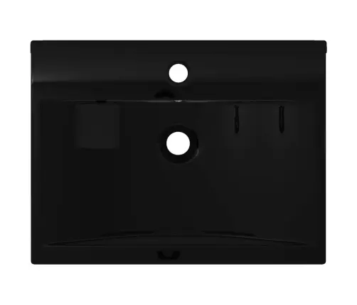 Grezna Keramikas Izlietne, Taisnstūra Forma, Ar Caurumu Krānam, Melna