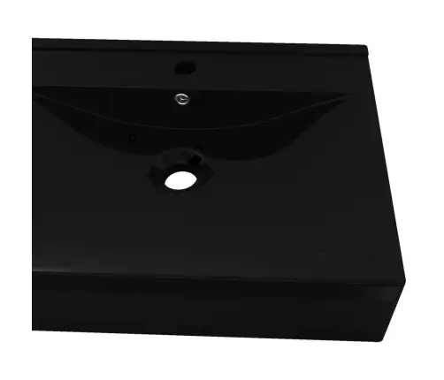 Grezna Keramikas Izlietne, Taisnstūra Forma, Ar Caurumu Krānam, Melna