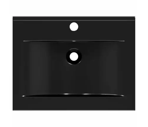 Grezna Keramikas Izlietne, Taisnstūra Forma, Ar Caurumu Krānam, Melna