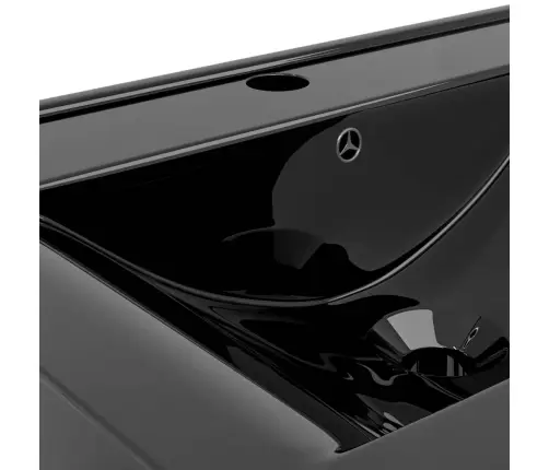 Grezna Keramikas Izlietne, Taisnstūra Forma, Ar Caurumu Krānam, Melna