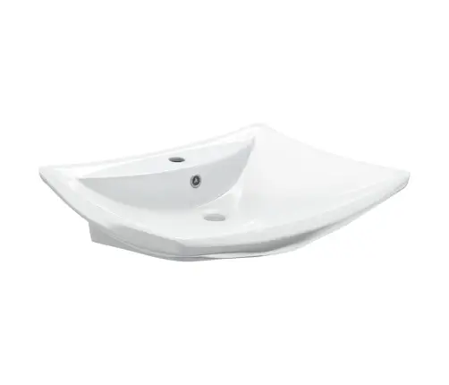 Grezna Keramikas Izlietne, Taisnstūra Forma, Ar Noteci Un Krāna Atveri