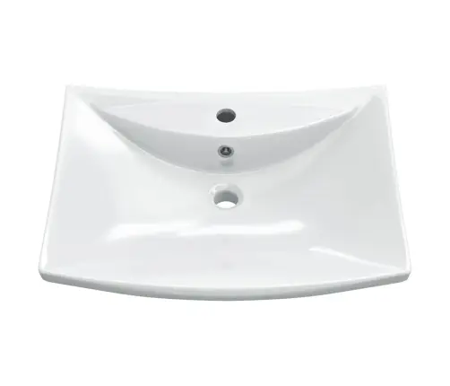 Grezna Keramikas Izlietne, Taisnstūra Forma, Ar Noteci Un Krāna Atveri