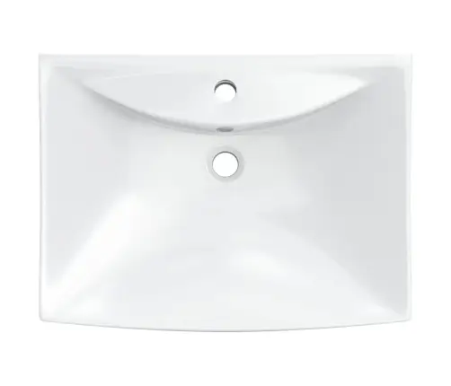 Grezna Keramikas Izlietne, Taisnstūra Forma, Ar Noteci Un Krāna Atveri