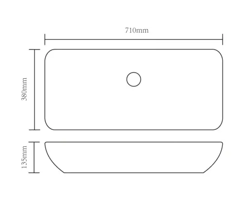 Luksuslik Keraamiline Kraanikauss Ristkülikukujuline Valge 71 X 39 Cm