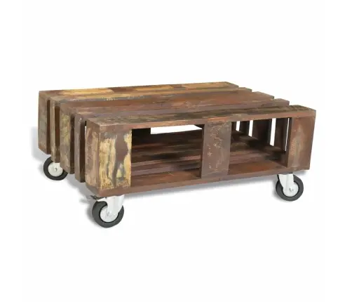 Kafijas Galdiņš Ar 4 Riteņiem, Pārstrādāts Koks  Vidaxl