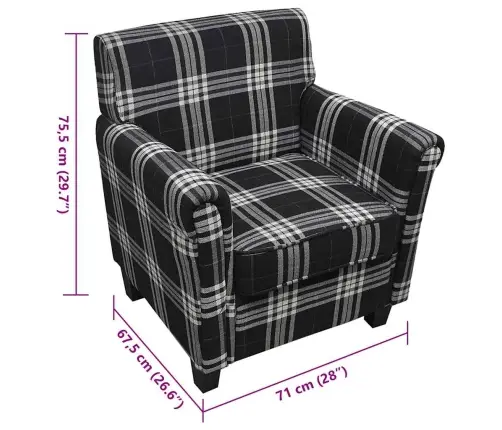 Sofa-Kėdė Su Pagalve, Juodos Spalvos, Audinys