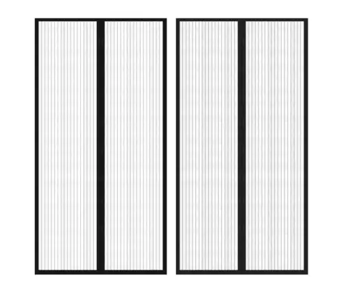 Pretodu Aizkari Durvīm 2 Gab 210X100Cm Ar Velkro Klipšiem Melni Vidaxl