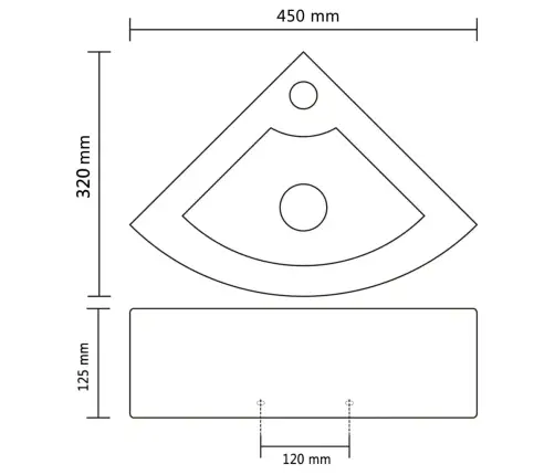 Izlietne Ar Noteci, 45X32X12,5 Cm, Balta Vidaxl