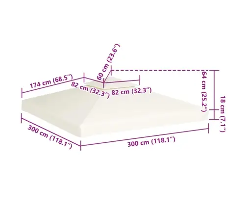 Atsarginis Pavėsinės Uždangalas, 310G/M², Kreminė Balta, 3X3M
