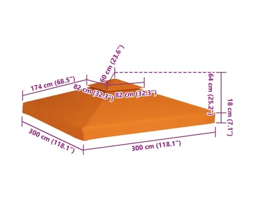 Pakaitinis Pavėsinės Uždangalas, Oranžinis, 3X3M, 310G/M²