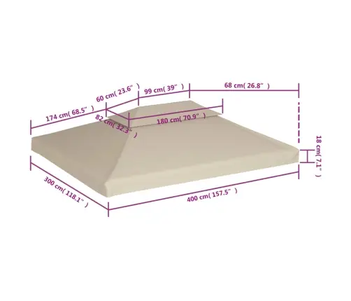 Nojumes Jumta Maiņas Pārklājs, 3 X 4 M, 310 G/M², Bēšs Vidaxl