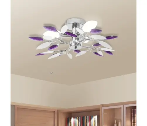 Valge Ja Lilla Akrüülkristallist Laelamp Kuplitega 3 Tk