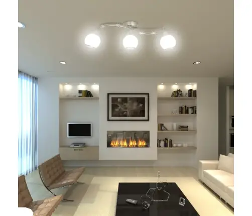 Griestu Lampa Ar 3 Stikla Kupoliem Viļņotu Statīvu E14