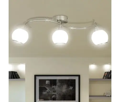 Griestu Lampa Ar 3 Stikla Kupoliem Viļņotu Statīvu E14