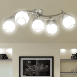 Griestu Lampa Ar 5 Stikla Kupoliem Viļņotu Statīvu E14