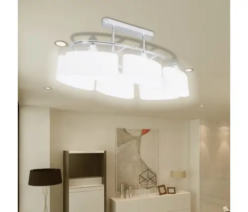 Griestu Lampa Ar 6 Ovālas Formas Stikla Kupoliem 6Xe14 Spuldžu Ligzdas