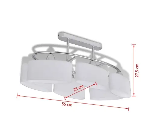 Griestu Lampa Ar 6 Ovālas Formas Stikla Kupoliem 6Xe14 Spuldžu Ligzdas