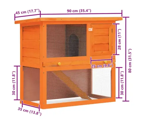 Trušu Un Citu Mazu Dzīvnieku Būris, Āra Māja, Koks, 1 Durvis    Vidaxl