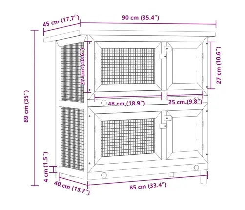 Trušu Un Citu Mazu Dzīvnieku Būris, Āra Māja, Koks, 4 Durvis Vidaxl