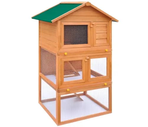 Trušu Un Citu Mazu Dzīvnieku Būris, Āra Māja, Koks, 3 Stāvi Vidaxl