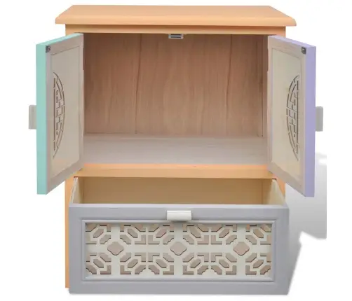 Sānu Skapis Daudzkrāsains 46 X 34 X 55.5 Cm Paulonijas Koks Vidaxl