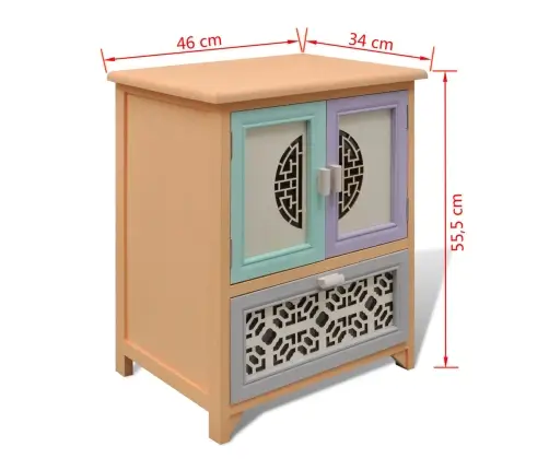 Sānu Skapis Daudzkrāsains 46 X 34 X 55.5 Cm Paulonijas Koks Vidaxl