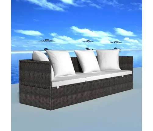 Sauļošanās Krēsls Brūna 200 X 60 X 58 Cm Poliūtu Rotangpalma Vidaxl