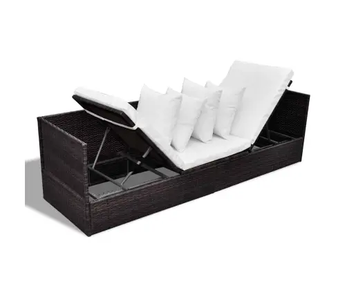 Sauļošanās Krēsls Brūna 200 X 60 X 58 Cm Poliūtu Rotangpalma Vidaxl