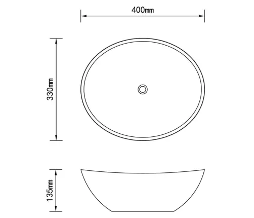 Luksuslik Keraamiline Kraanikauss Ovaalsekujuga Must 40 X 33 Cm
