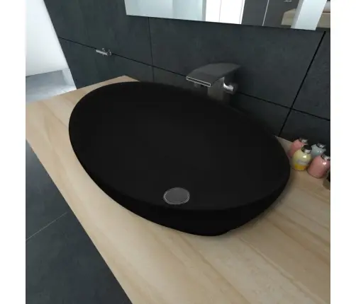 Luksuslik Keraamiline Kraanikauss Ovaalsekujuga Must 40 X 33 Cm