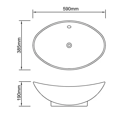 Izsmalcināta Keramikas Izlietne 59 X 38,5 Cm Balta Ovālā Formā