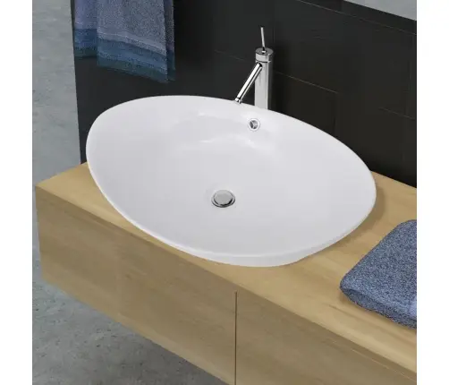 Izsmalcināta Keramikas Izlietne 59 X 38,5 Cm Balta Ovālā Formā