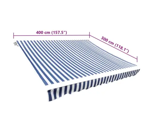 Markīzes Jumts, Zils Ar Baltu, 4 X 3 M, (Rāmis Nav Iekļauts) Vidaxl