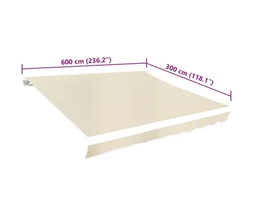 Markizės Viršus, Kreminė, 6X3M (Rėmas Nepridedamas)