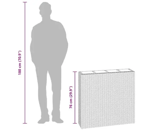 Augstā Puķu Kaste Ar 4 Podiem, Pe Rotangpalma, Brūna Vidaxl
