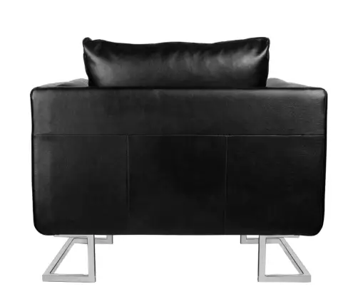 Atpūtas Krēsls Ar Hromētām Kājām, Melna Mākslīgā Āda Vidaxl