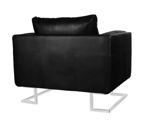 Atpūtas Krēsls Ar Hromētām Kājām, Melna Mākslīgā Āda Vidaxl